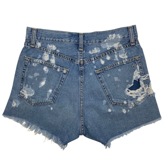 Rag and Bone Justine Short 26 Broken Land Blue Distressed Ripped High Rise - Picture 2 of 12